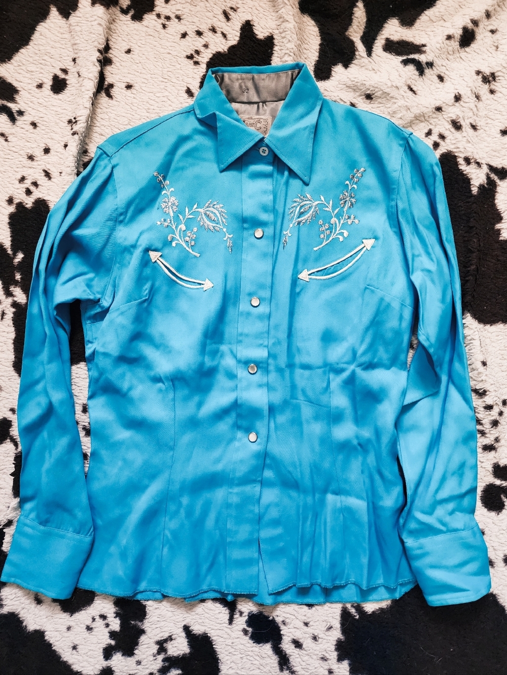 "HBARC" WOMEN'S 80'S/90'S WESTERN PEARL SNAP - BLUE SKY